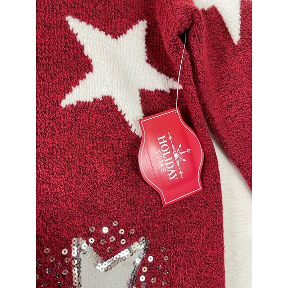 Holiday Time Christmas star sequin pullover sweater womens small 0612 - Picture 3 of 7